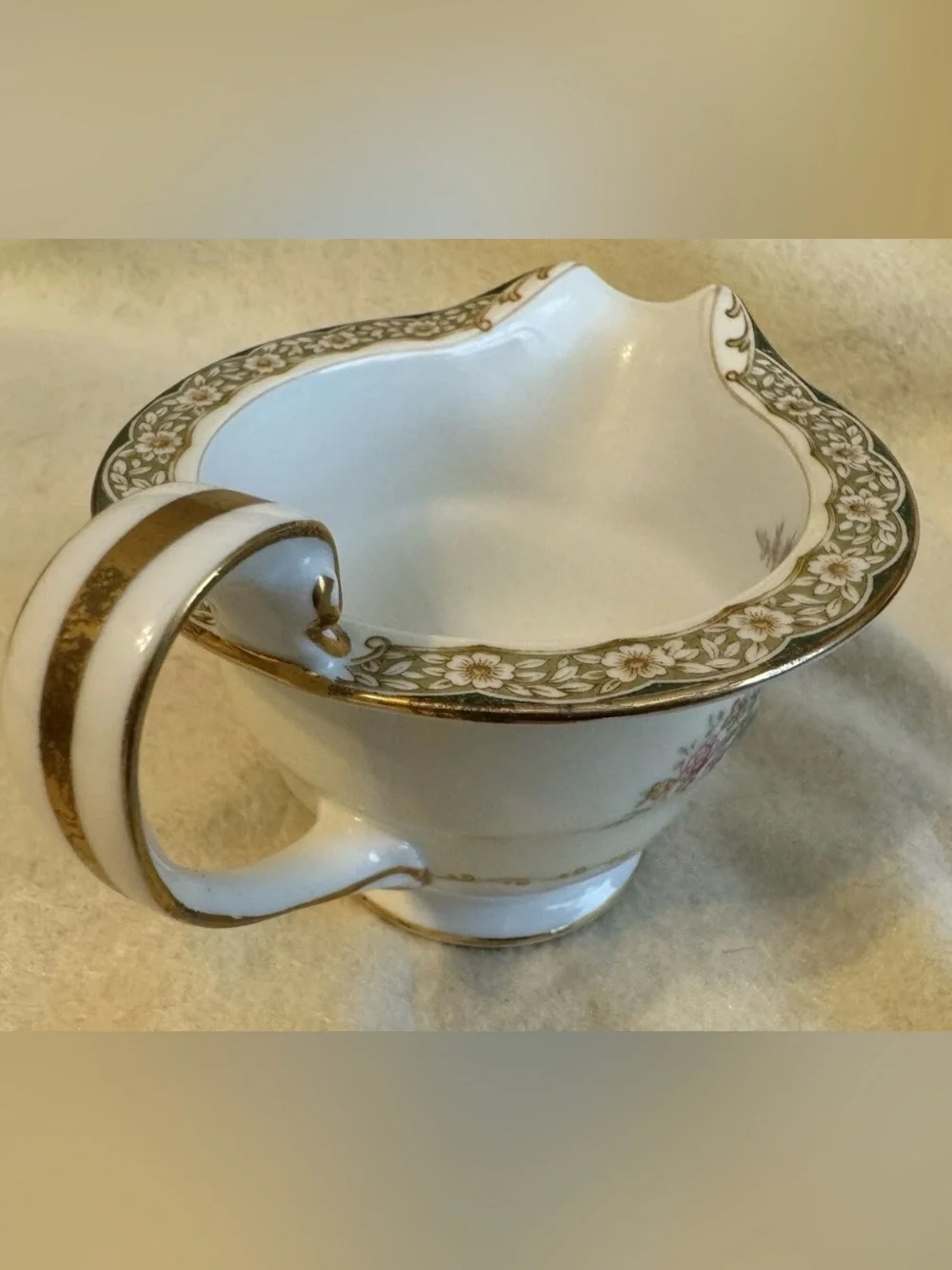 Noritake M Pattern Floral Design coffee creamer 1940's China green